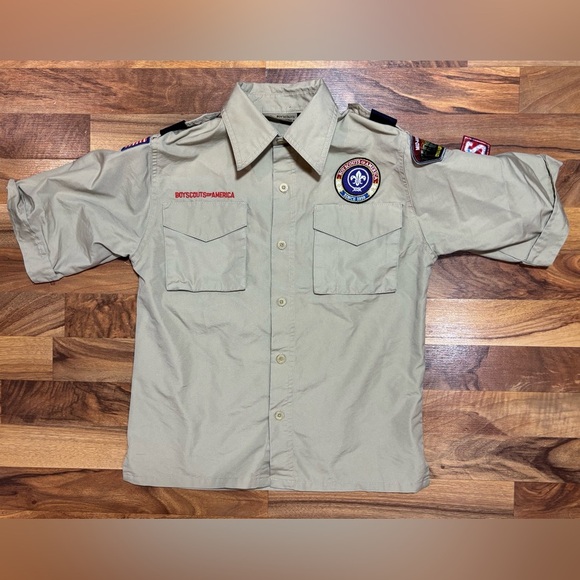 Boy Scouts of America Uniform Shirt Youth Medium Khaki BSA Troop 225 - Picture 1 of 8